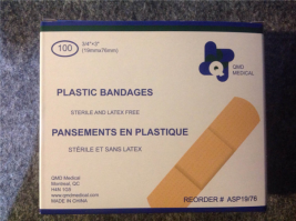 Pansements adhésifs Standards Plastique  100/bte
